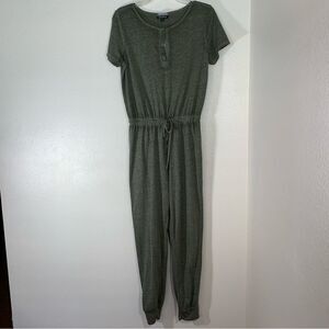 Allison Britney Olive Green Casual Jumpsuit Relaxed Fit and Elastic Waist Size S